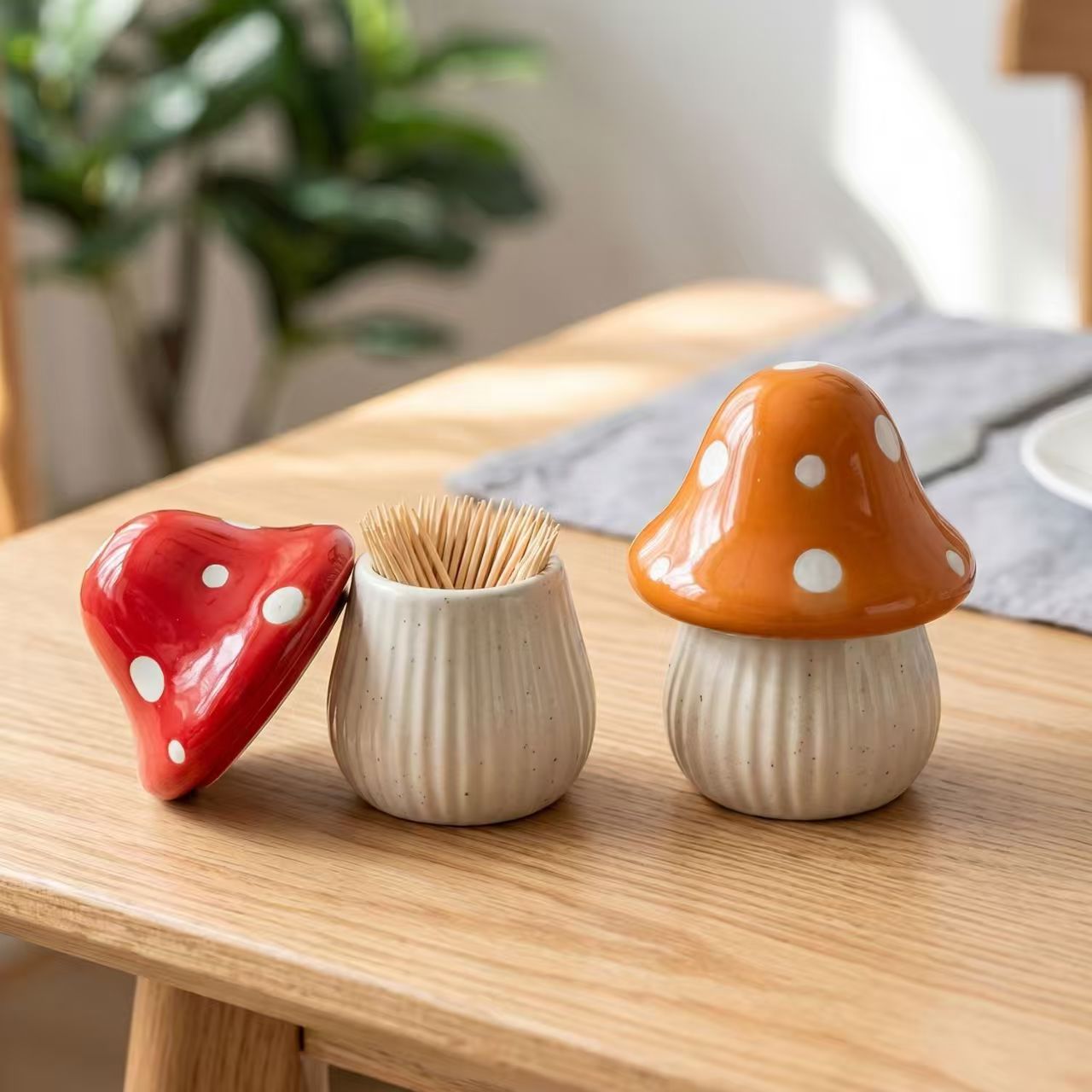 Food Storage For Room - Cartoon Mushroom Ceramic Storage Jars Home