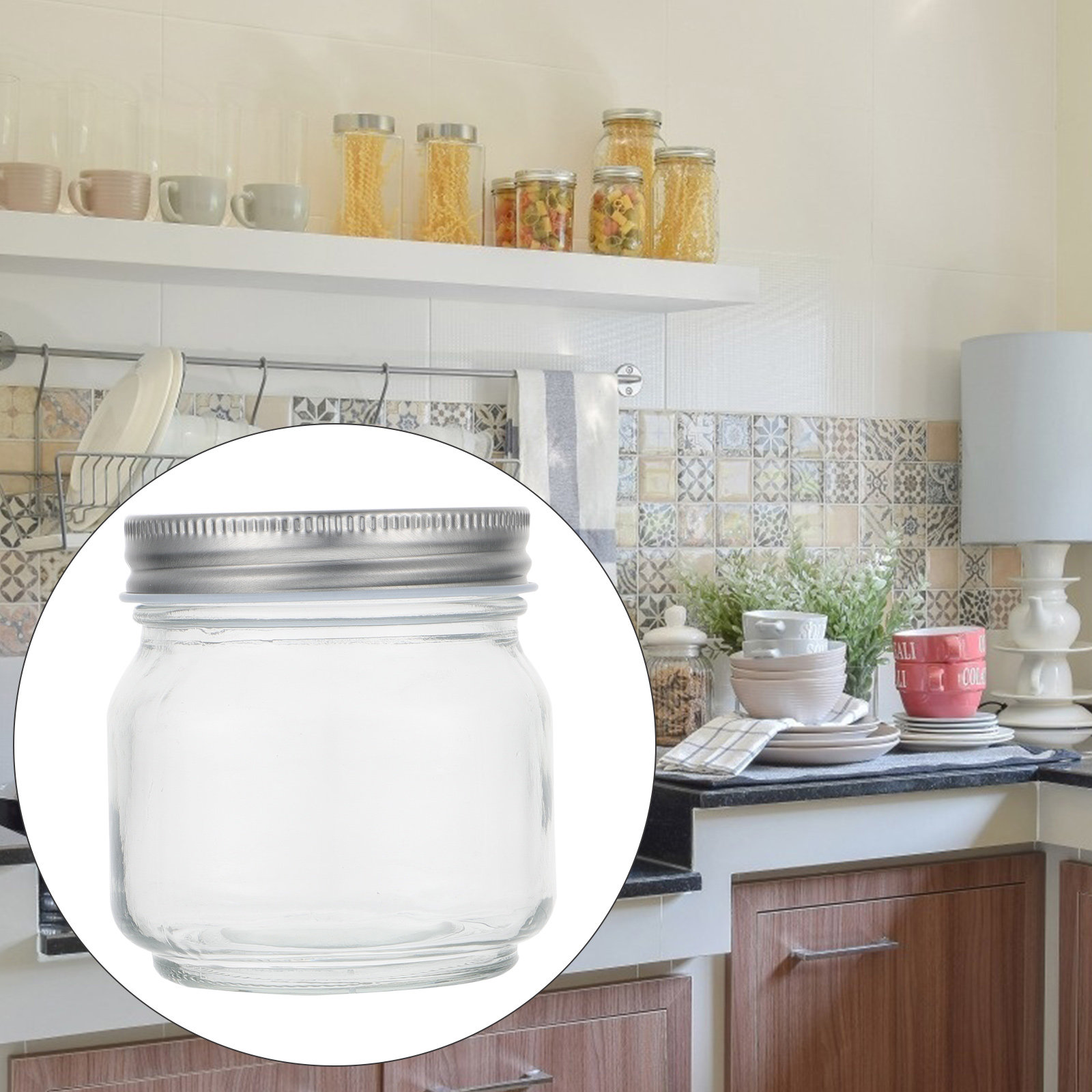 Food Storage Jars With Lids - 6Pcs Thick Transparent Glass Mason Jars