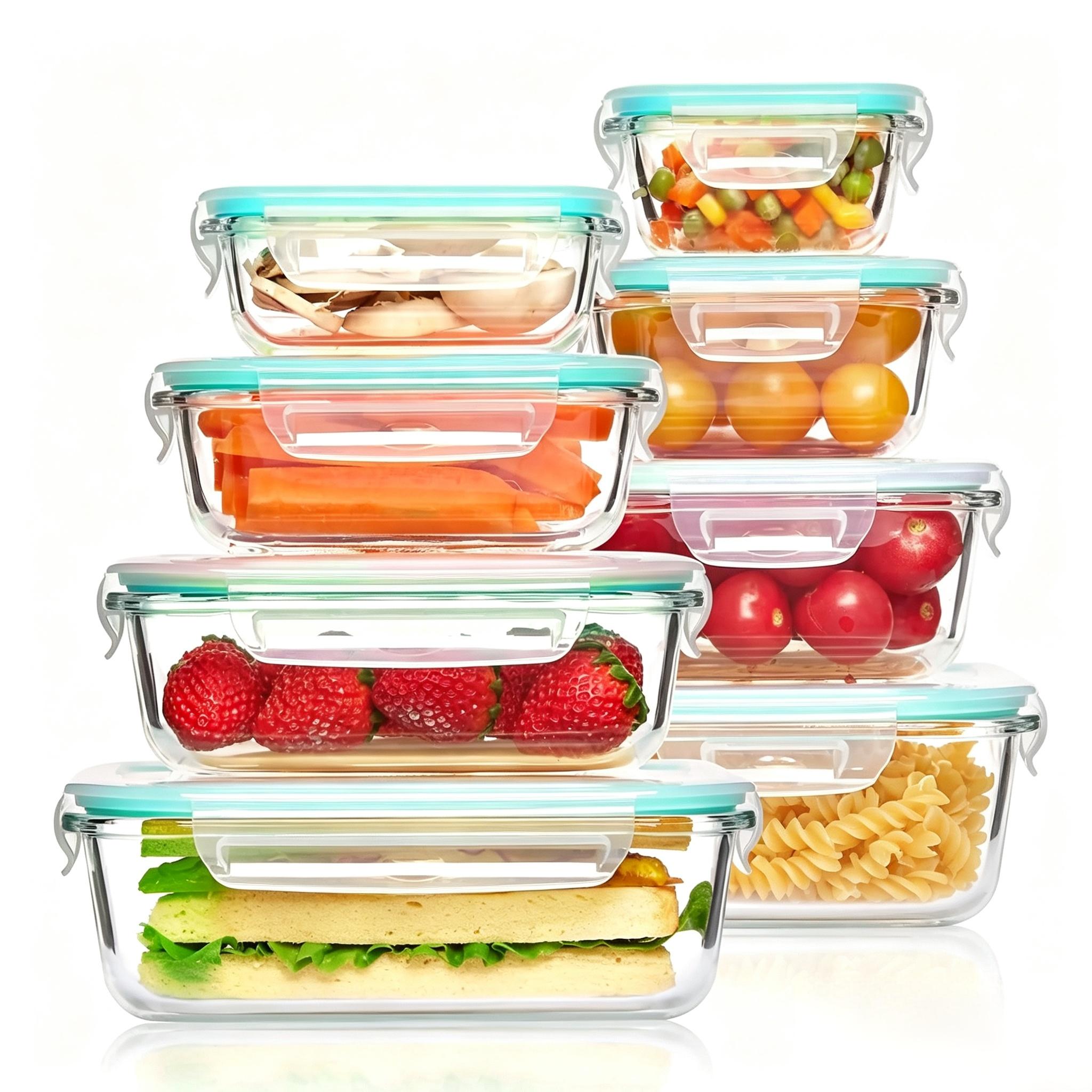 Food Storage Stackable Containers - Portable Glass Kitchen Food Container -