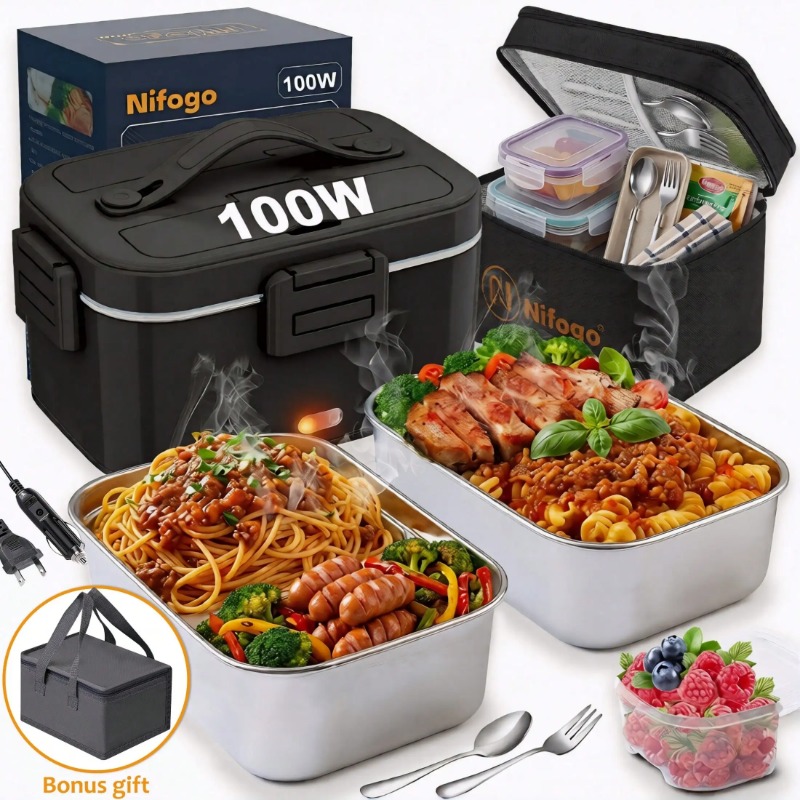Portable Food Warmer - 100W Electric Heated Lunch Box, 1.8L