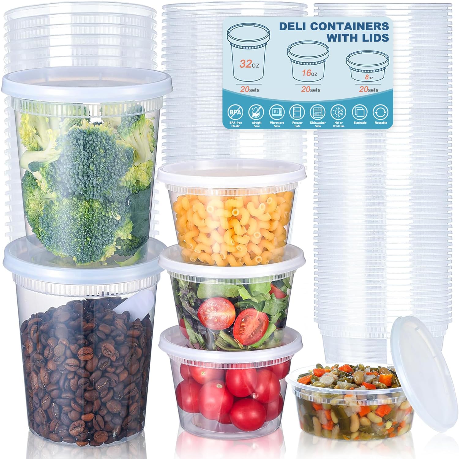 Food Storage Freezer Containers - 24pcs Deli Food Storage Containers with