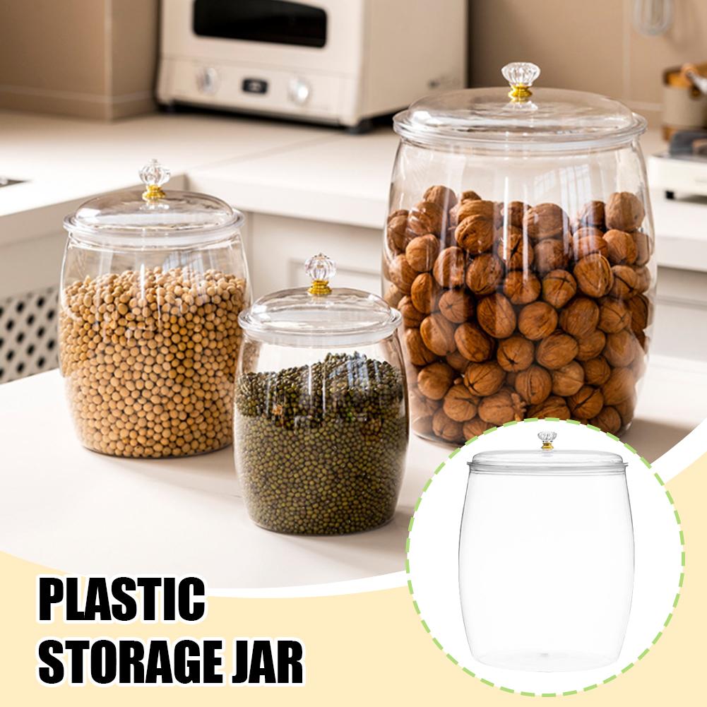 Food Storage Jars With Lids - Large Transparent Plastic Sealed Jar with