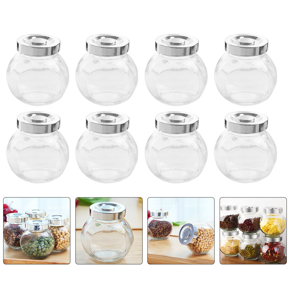 Airtight Cereal Jar - Glass Storage Jars 8 Pack Airtight