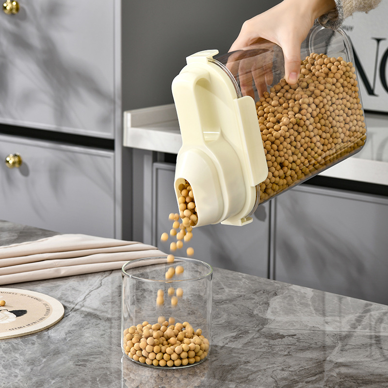 Airtight Cereal Jar - Kitchen Grain Storage Container Plastic Sealed