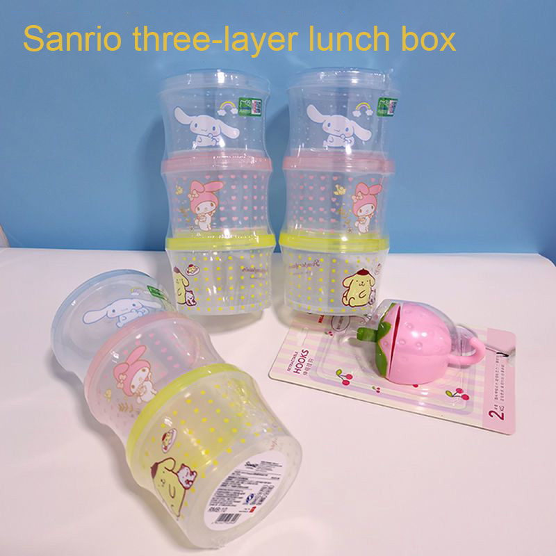 Food Storage Stackable Containers - Kitty Bento Box Set 3 Pieces