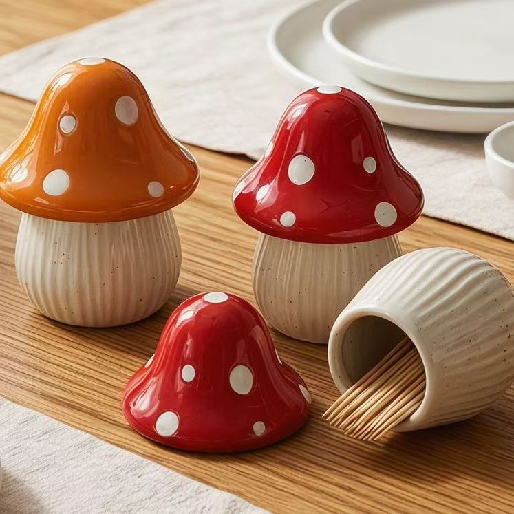 Cartoon Mushroom Ceramic Stora - Food Storage For Room 评论和价格