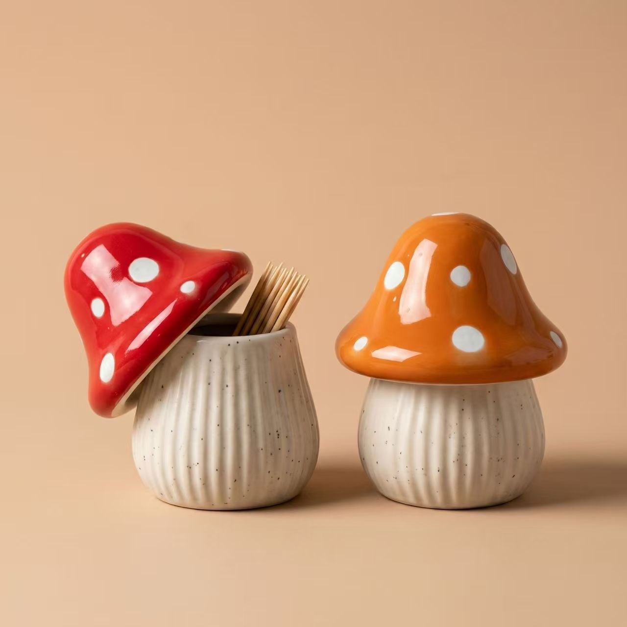 Cartoon Mushroom Ceramic Stora - Food Storage For Room 评论和价格