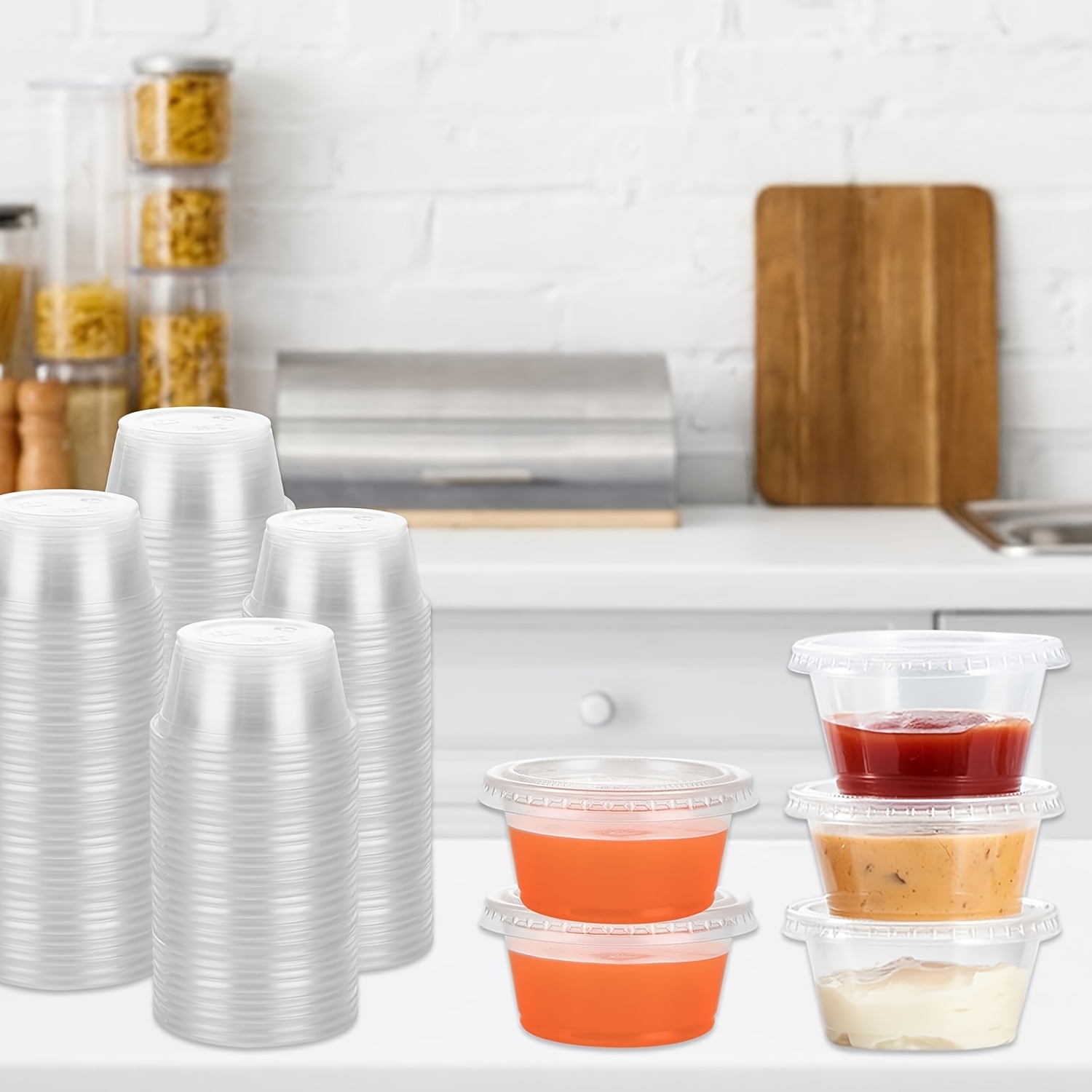50/100pcs Disposable Sauce Sea - Food Storage Jars With Lids 评论和价格