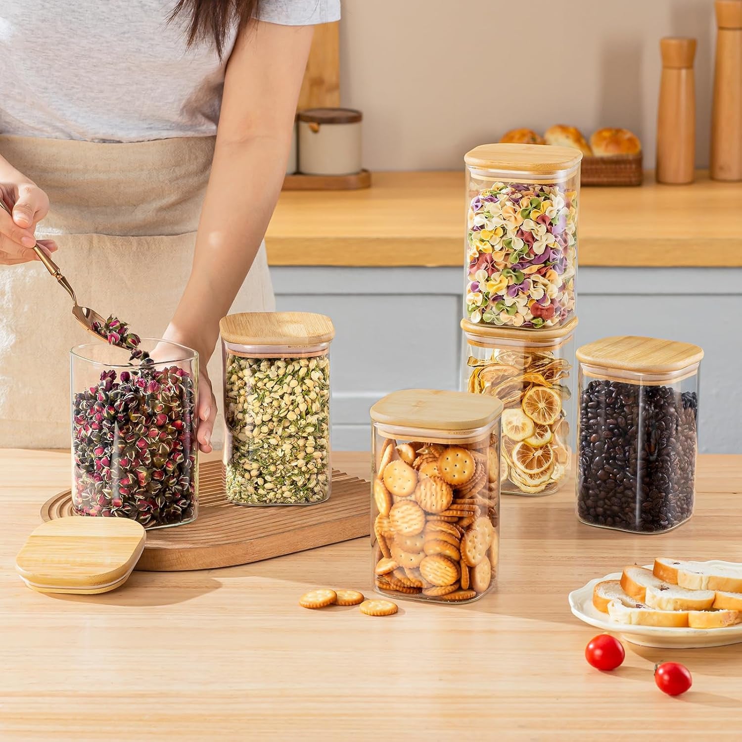 6 Pack Glass Food Storage Jars - Food Storage Jars With Lids 评论和价格