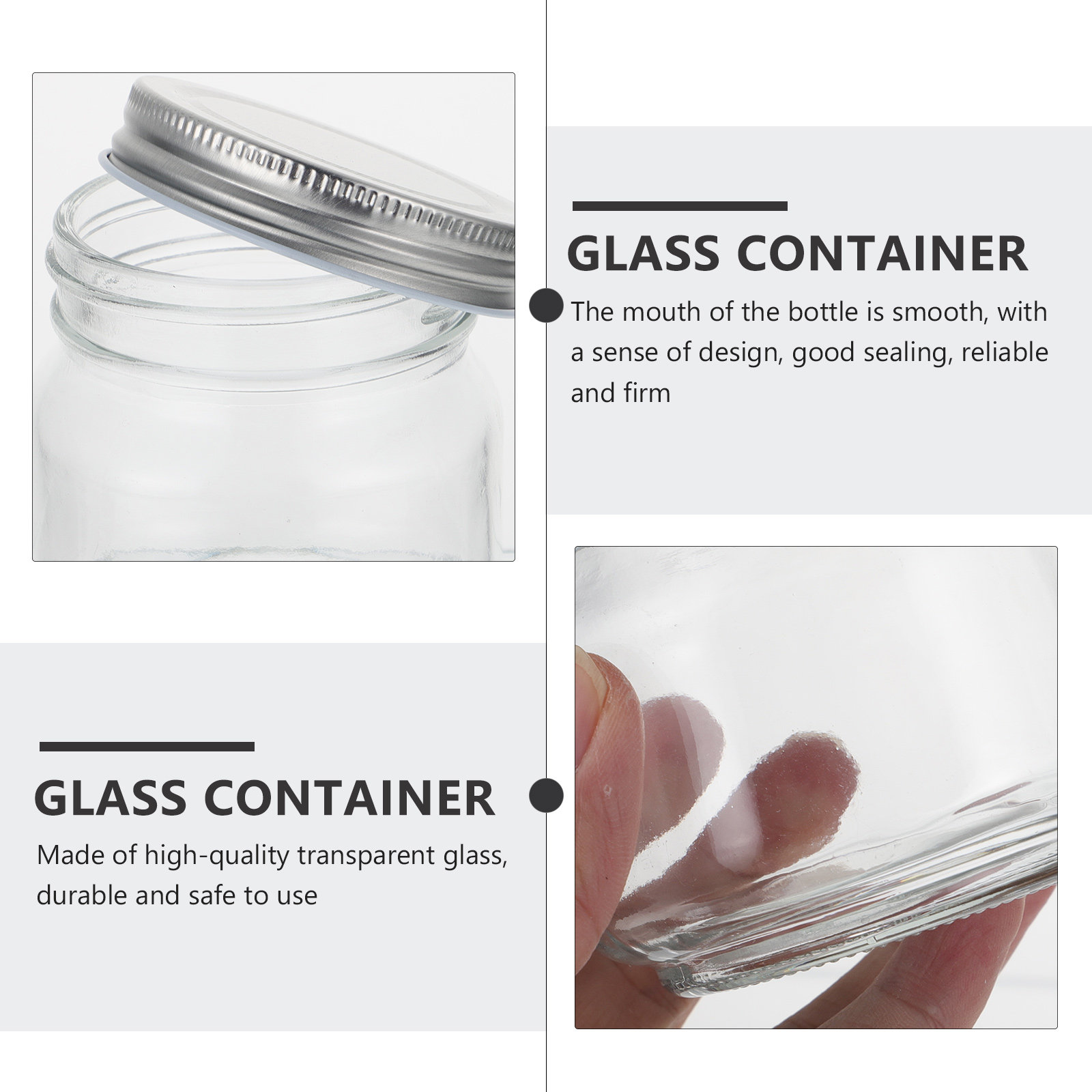 6Pcs Thick Transparent Glass M - Food Storage Jars With Lids 评论和价格
