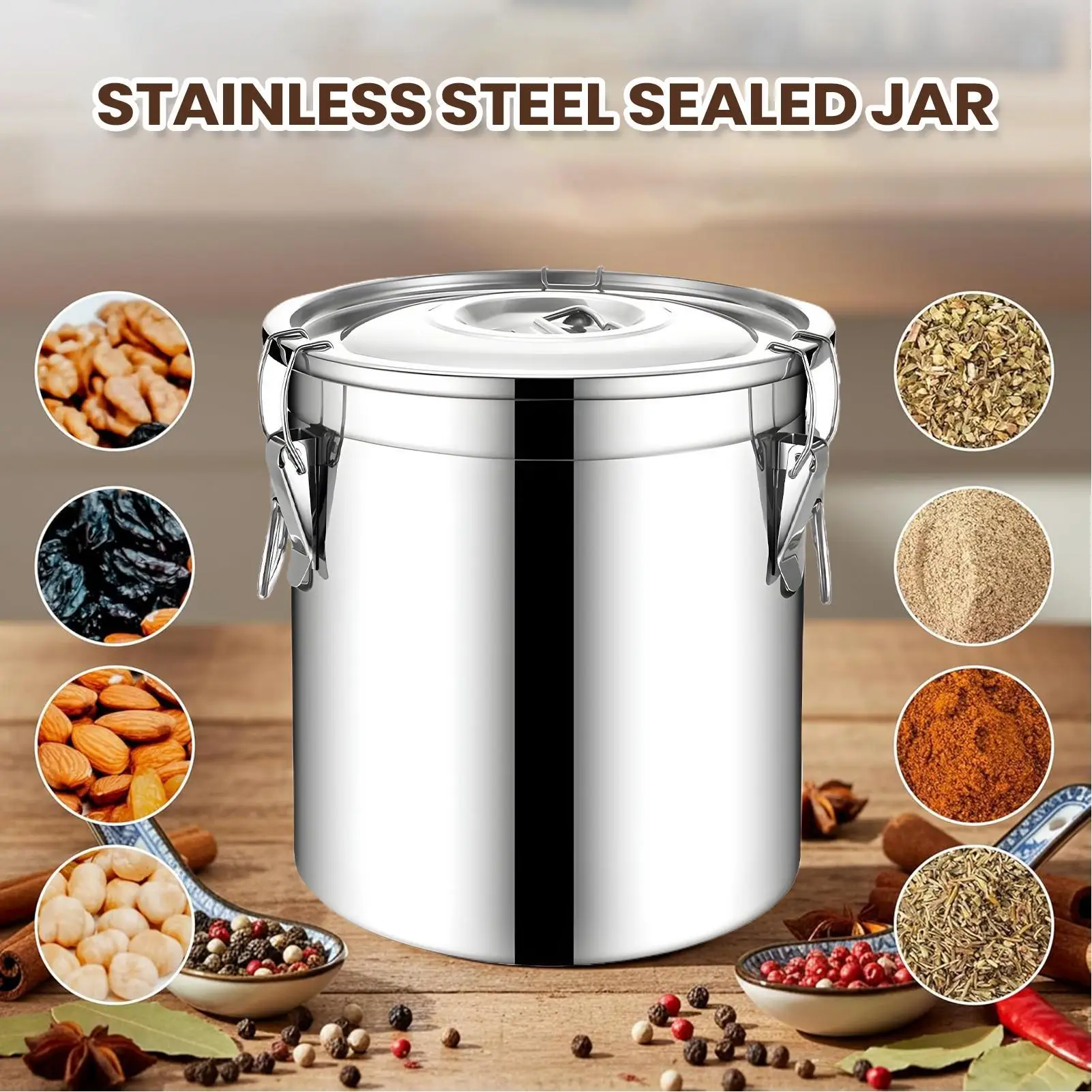 6L Stainless Steel Airtight Ja - Airtight Cereal Jar 评论和价格