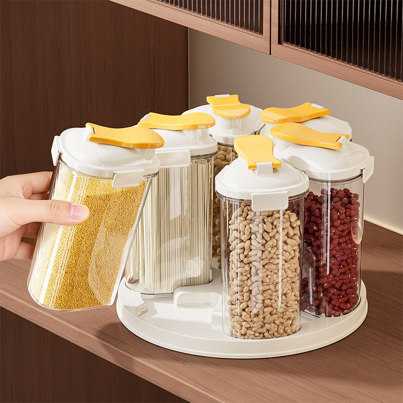 Rotating Grain Storage Contain - Airtight Cereal Jar 评论和价格