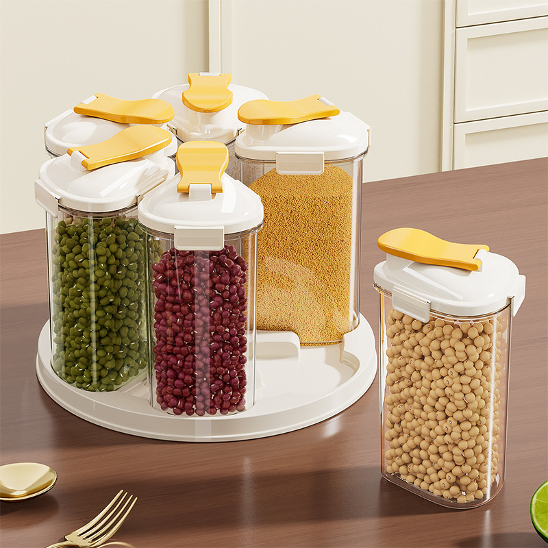 Rotating Grain Storage Contain - Airtight Cereal Jar 评论和价格