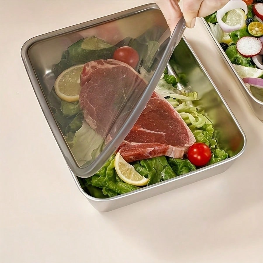 6pcs(3 Boxes+ 3 Lids) Stainles - Food Storage Stackable Containers 评论和价格