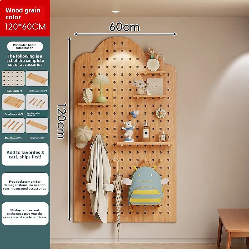 Solid Wood Pegboard Storage Sh - Food Storage For Room 评论和价格