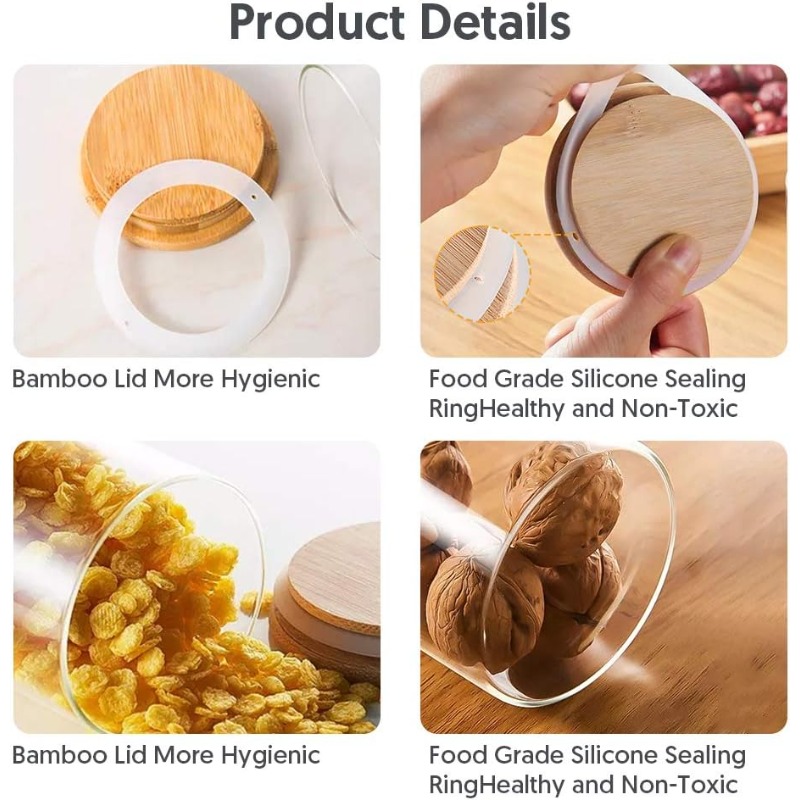 12 Glass Jars Set with Bamboo  - Airtight Cereal Jar 评论和价格