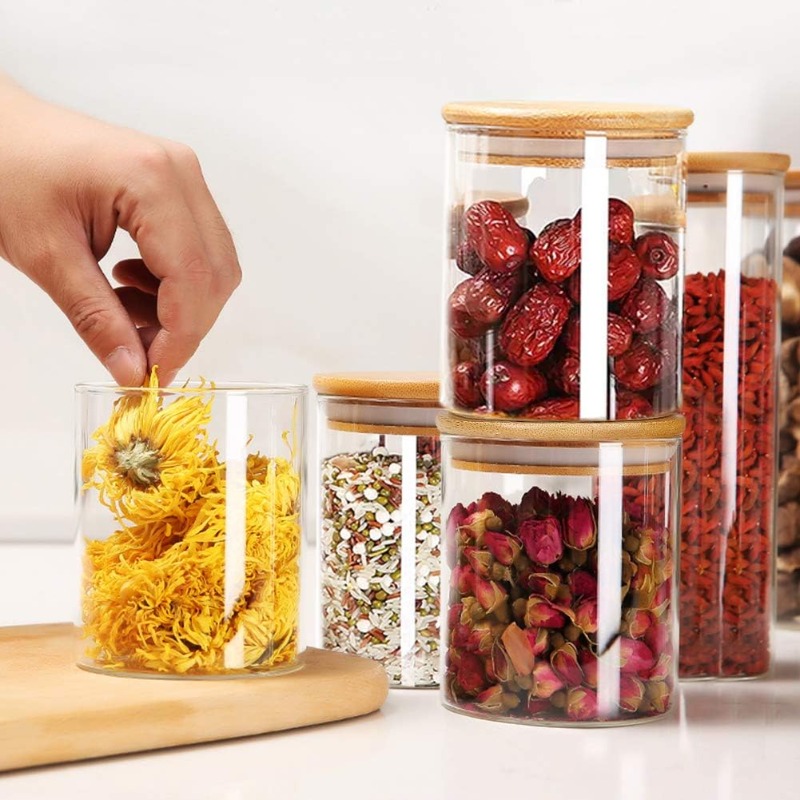 12 Glass Jars Set with Bamboo  - Airtight Cereal Jar 评论和价格