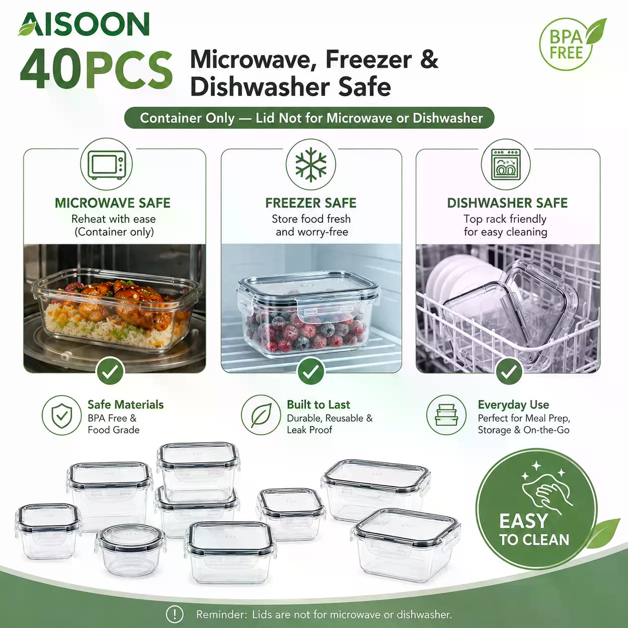 40 PCS Extra Large 85oz Silico - Food Storage Freezer Containers 评论和价格