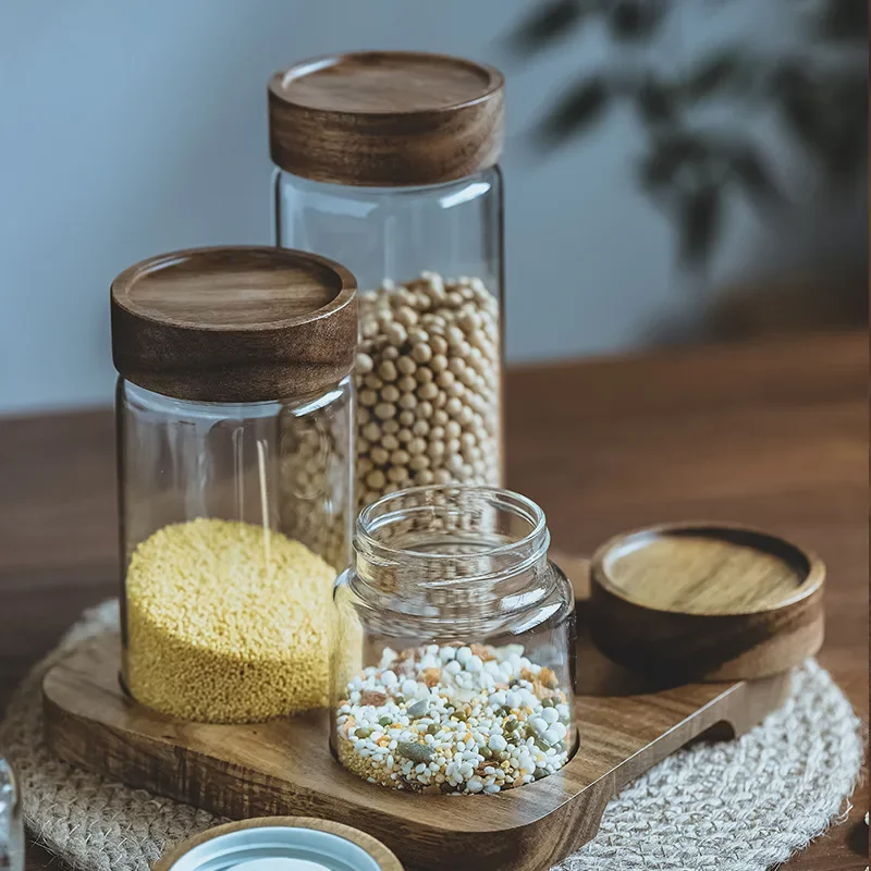 Wood Lid Orgnizer Glass Airtig - Food Storage Jars With Lids 评论和价格