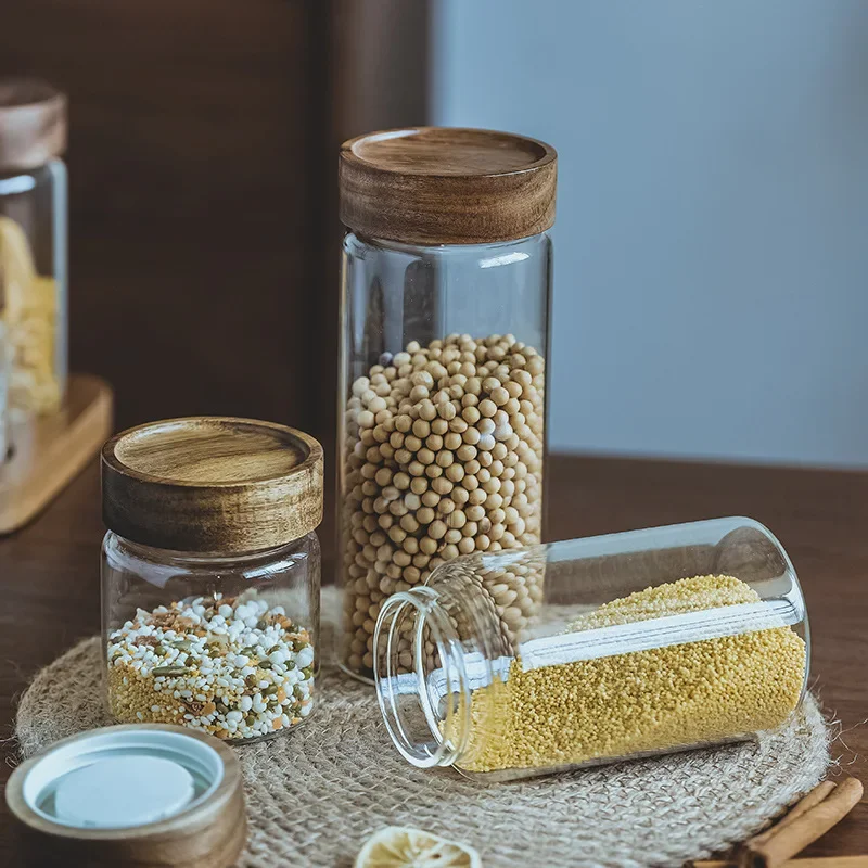 Wood Lid Orgnizer Glass Airtig - Food Storage Jars With Lids 评论和价格