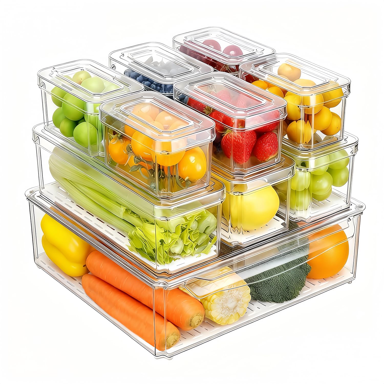 14 Pack Fridge Organizer, Stac - Food Storage Stackable Containers 评论和价格