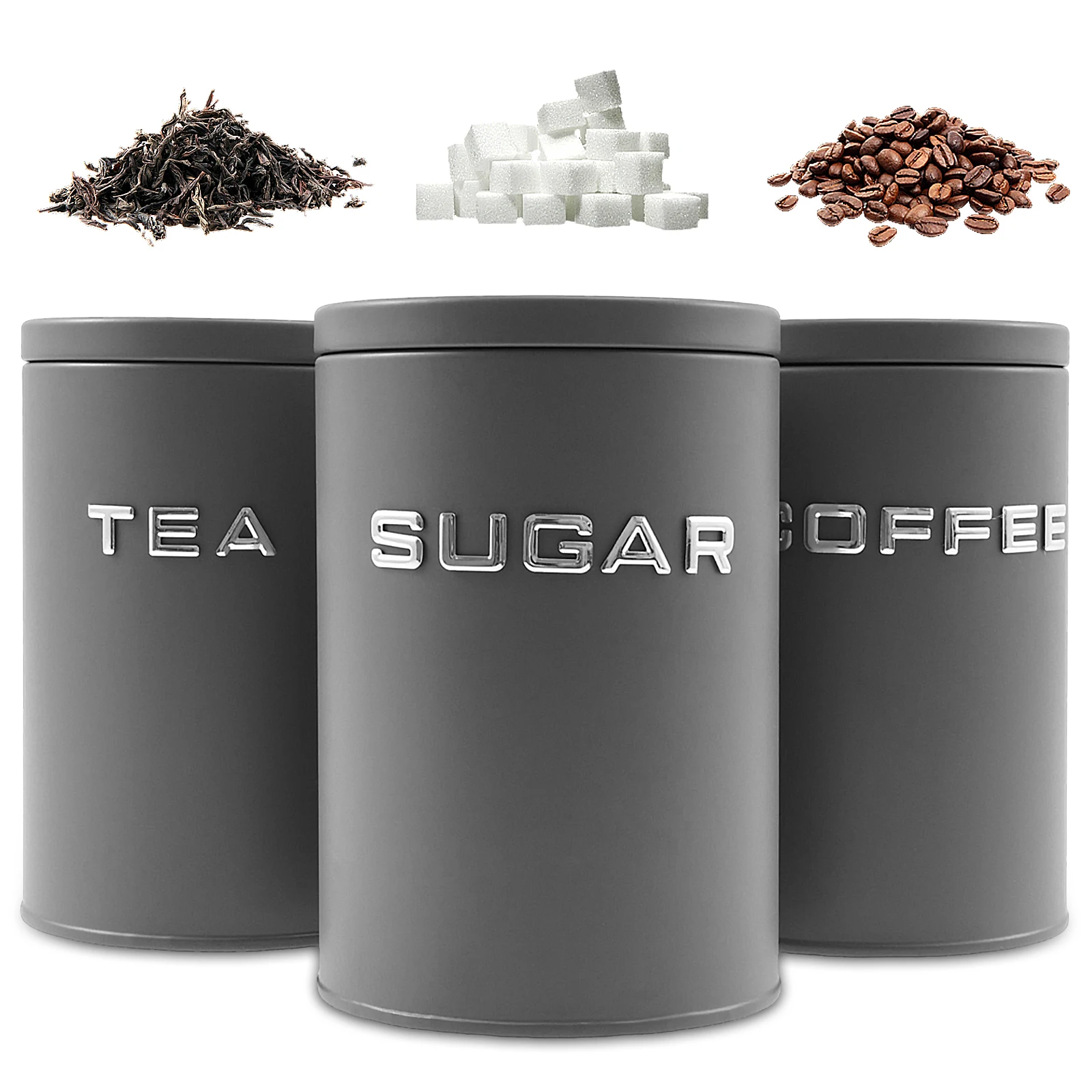3 Pcs Tea Coffee Sugar Caniste - Food Storage Jars With Lids 评论和价格